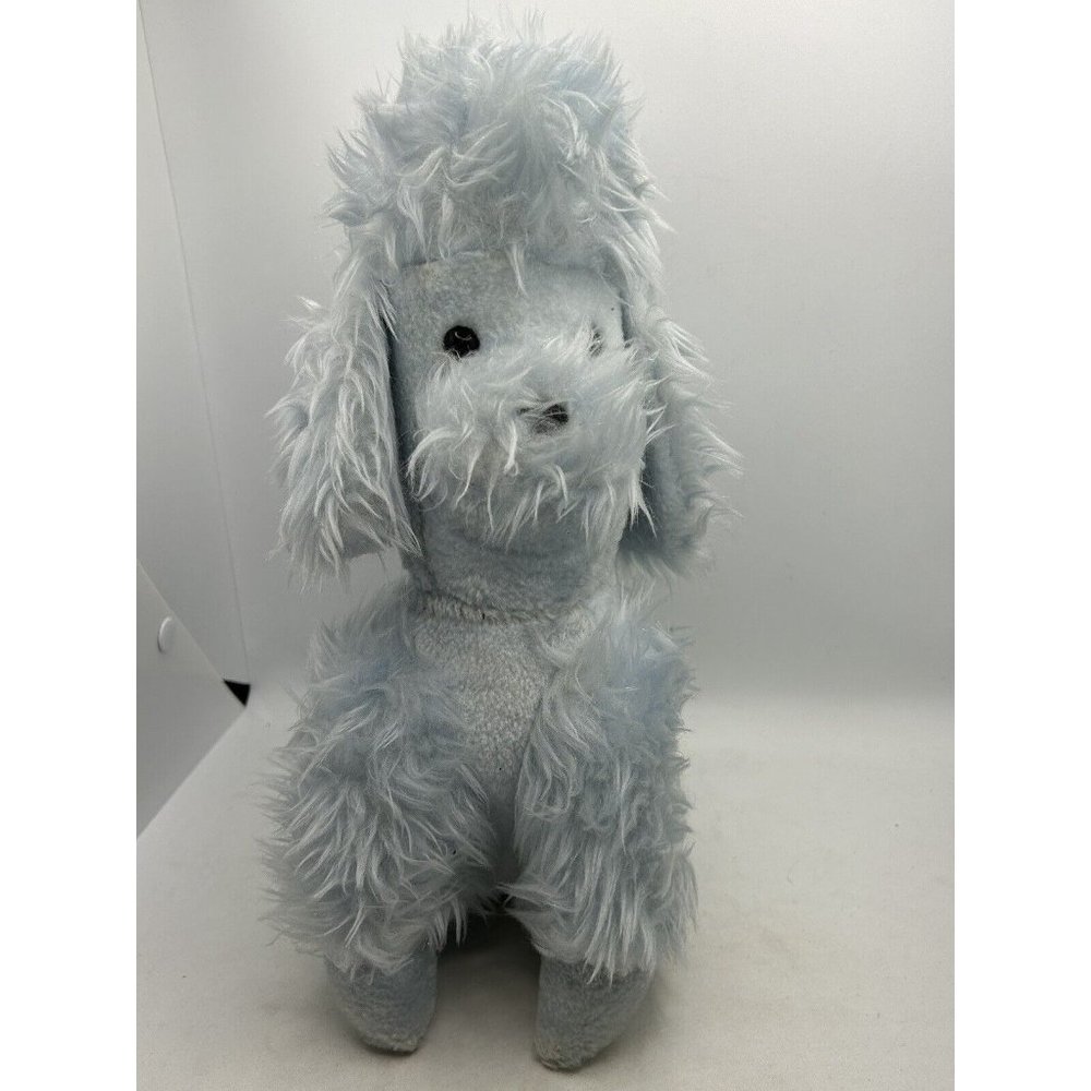 vintage poodle plush Dog Blue Carnival Prize 1984 13"